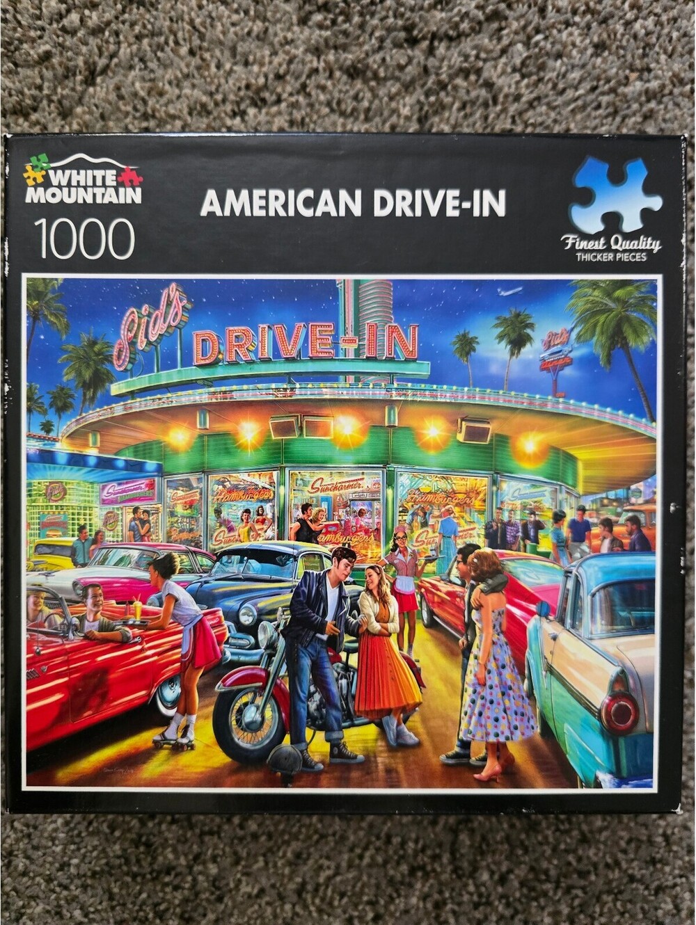 White Mountain American Drive-In 1000 Pc Jigsaw Puzzle Steve Crisp Complete